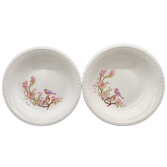 2 Taylor Smith & Taylor 1942 Birds On Branch RARE Purple Birds On Dogwood Plates - Picture 1 of 2